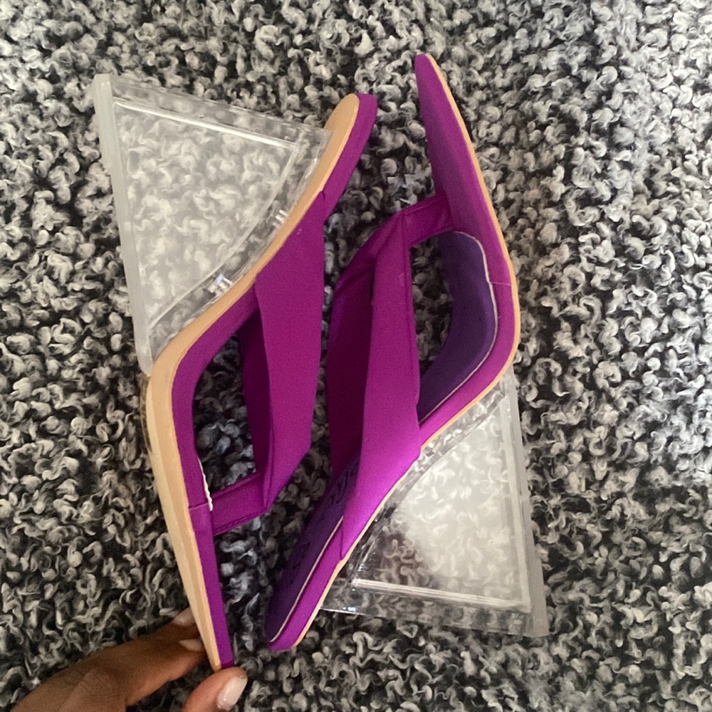 Purple clear wedge open thong sandal